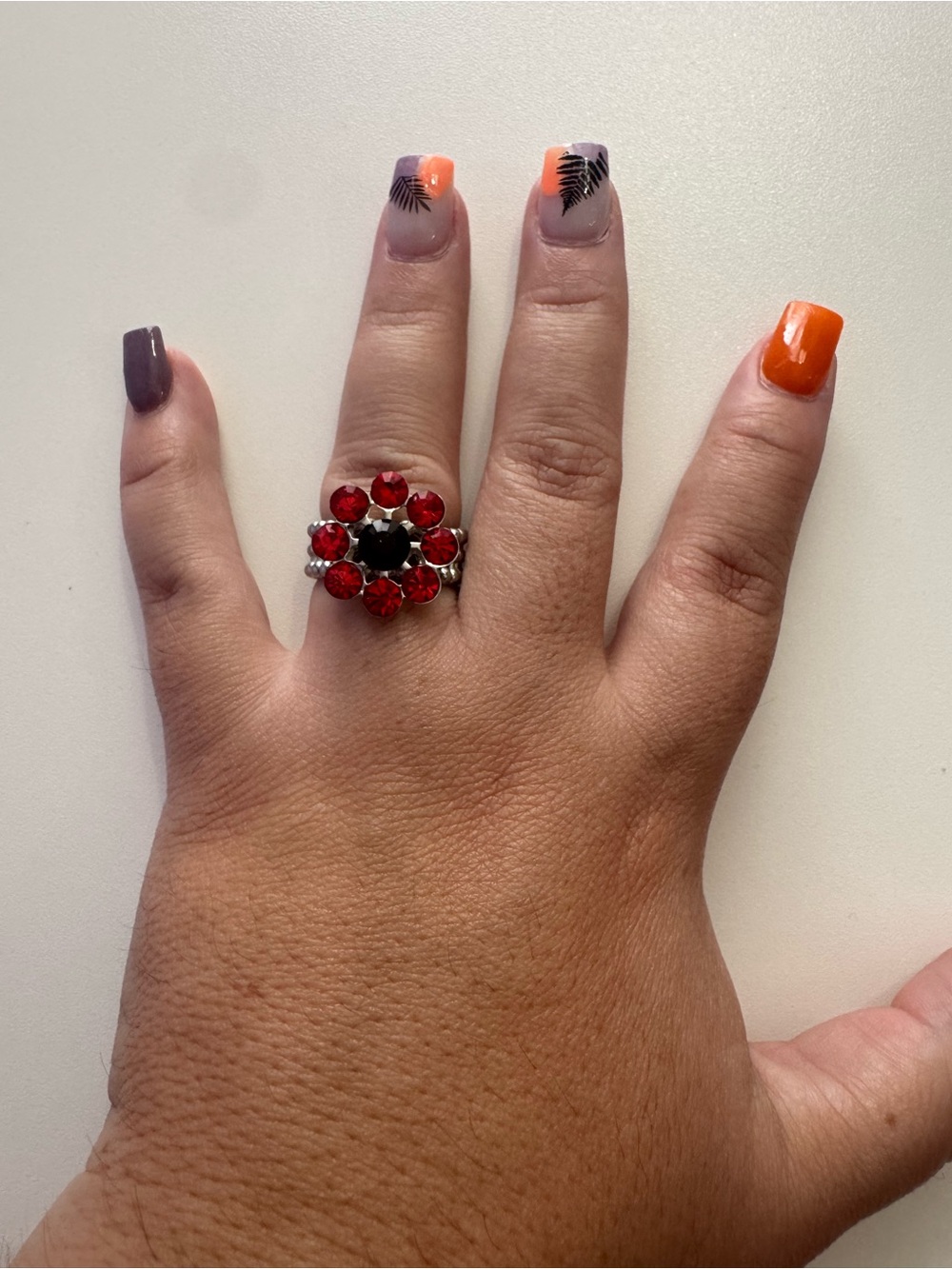 Red Crystal Floral Statement Ring - Women's Fashion Jewelry